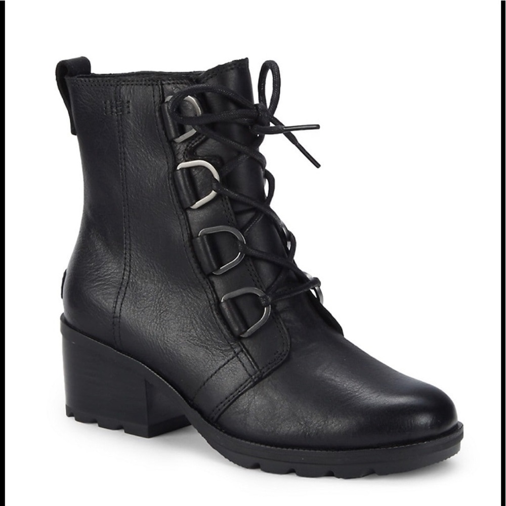 SOREL CATE LACE UP LEATHERS BLACK BOOTIE Size: 8 - Picture 2 of 11